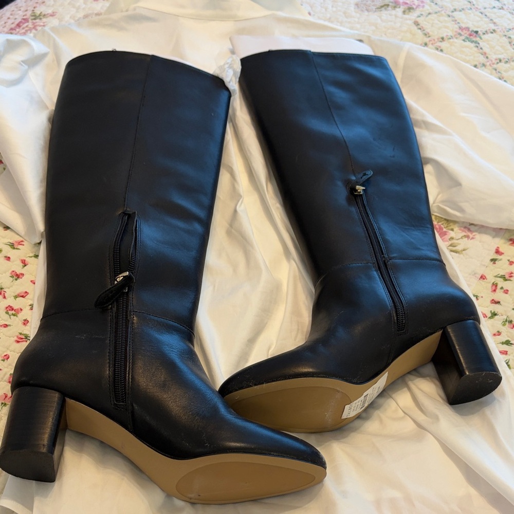 Talbots Black Leather Heeled Boots
